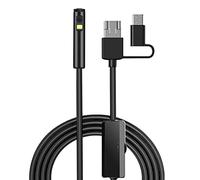Borescopes Caméra d'inspection endoscope à double objectif, 8 mm Type-C USB 3 en 1, câble serpent semi-rigide, avec 9 lumières LED réglables, étanche IP68, pour téléphone et tablette Windows