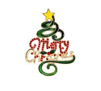 BORFUE Broche arbre de Noël avec mots « Merry Christmas » - Pour fête de mariage - Accessoire de mode - Cadeau