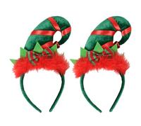 BORFUE Lot de 2 mini chapeaux d'elfe à rayures vertes et rouges - Accessoires de cheveux fantaisie pour déguisement de Noël