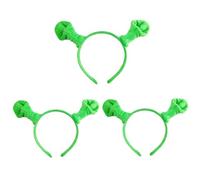 BORFUE Lot de 3 bandeaux avec oreilles de monstre en peluche verte pour déguisement d'Halloween et de cosplay