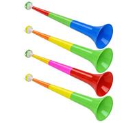 BORFUE Lot de 4 trompettes Vuvuzela en plastique pour faire du bruit - Cornes de stade pliables - Pour football, sport, encouragement