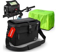 Borgen Sacoche Guidon vélo, KLICKfix Support téléphone, Noire, 6 L | Sacoche de guidon spacieuse et résistante à l'eau avec support téléphone, pour E-Bike, VTT, vélo de route et vélo de ville.