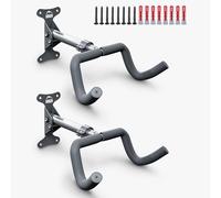 Borgen Support mural vélo rabattable, gris, lot de 2, jusqu'à 20 kg | Angle et distance au mur réglables, rembourrage doux; pour VTT, vélo de route et E-Bike.