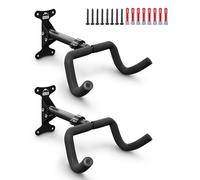 Borgen Support mural vélo rabattable, noir, lot de 2, jusqu'à 20 kg | Angle et distance au mur réglables, rembourrage doux; pour VTT, vélo de route et E-Bike.