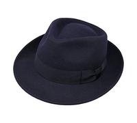 Borges & Scott B&S Premium Doyle - Chapeau Fedora - 100% Feutre de Laine - Pliable pour partir en Voyage - Résistant à l'eau - Bleu foncé 58cm