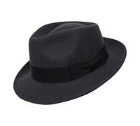 Borges & Scott B&S Premium Doyle - Chapeau Fedora - 100% Feutre de Laine - Pliable pour partir en Voyage - Résistant à l'eau - Gris foncé 60cm