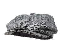 Borges & Scott Casquette Lomond Newsboy - 100% Laine - Harris Tweed - Tissé à la Main - Résistant à l'eau - Herringbone Charbon 62cm (X-Grand)