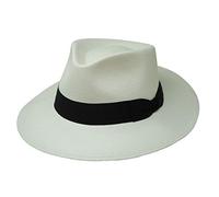 Borges & Scott Chapeau Panama Sundowner - Blanc avec Ruban Noir - L