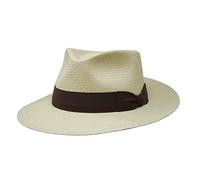 Borges & Scott Chapeau Panama Sundowner - Naturel avec Ruban Marron - L