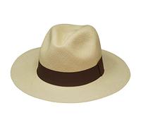 Borges & Scott Le Hudson - Panama Fedora - Naturel avec Ruban Brun - Panama véritable, Enroulable et léger - 63cm