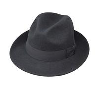 Borges & Scott Swift - Fedora - Léger - 100% Feutre de Laine - Déformable pour emmener en Voyage - Résistant à l'eau - Rebord - Noir 56cm
