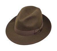 Borges & Scott Swift - Fedora - Léger - 100% Feutre de Laine - Déformable pour emmener en Voyage - Résistant à l'eau - Rebord - Marron Foncé 54cm