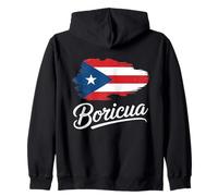 Boricua avec Drapeau de Porto Rico et Police d'écriture Sweat à Capuche