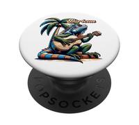 Boricua Iguane Porto Rico Jouant de la Guitare sous Un Palmier PopSockets PopGrip Adhésif