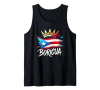 Boricua Logo Emblème King Queen Couronne Drapeau Portoricain Débardeur