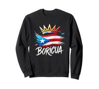 Boricua Logo Emblème King Queen Couronne Drapeau Portoricain Sweatshirt