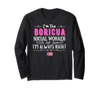 Boricua Social Worker Porto Rico Drapeau Porto Rico Manche Longue