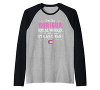 Boricua Social Worker Porto Rico Drapeau Porto Rico Manche Raglan