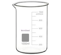 BorinGlass Bécher En Verre Borosilicaté de 1000 Ml, Bécher Gradué Griffin À Faible Forme avec Bec Anti-goutte pour Un Versement Et Un Mélange Précis Lors D'expériences En Laboratoire