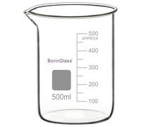 BorinGlass Bécher En Verre Borosilicaté de 500 Ml, Bécher Gradué Griffin À Faible Forme avec Bec Anti-goutte pour Un Versement Et Un Mélange Précis Lors D'expériences En Laboratoire