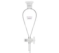 BorinGlass Entonnoir conique 250 ml avec joints 24/29 et robinets PTFE, entonnoir de séparation en verre borosilicate avec design à paroi épaisse
