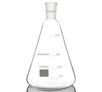 BorinGlass Fiole Erlenmeyer en verre 24/40, verre borosilicate gradué avec joint extérieur conique standard 24/40, 1000 ml