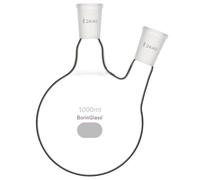 BorinGlass Flacon à Fond Rond à Deux Cols RBF, Flacon de Distillation en Verre 2 Cols avec Joint Extérieur Standard 24/40, 1000 ml