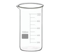 BorinGlass Gobelet en verre borosilicate avec bec verseur, 1000 ml, gradué, haut gobelet de laboratoire