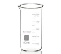 BorinGlass Lot de 1 gobelet en verre borosilicate avec bec verseur, gradué, 500 ml