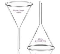 BorinGlass Lot de 2 entonnoirs en verre borosilicate à manche court pour laboratoire 50 mm de diamètre et longueur de manche