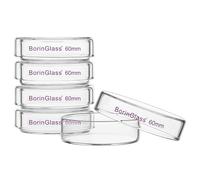 BorinGlass Lot de 5 boîtes de Pétri en verre avec couvercle, verre borosilicate, bols de culture transparents, boîtes de pétri de laboratoire, diamètre extérieur 60 mm