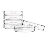 BorinGlass Lot de 5 boîtes de Pétri en verre avec couvercle, verre borosilicate, bols de culture transparents, boîtes de pétri de laboratoire, diamètre extérieur 90 mm
