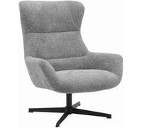 BORIS - Fauteuil Tissu Peluche Gris Pied Pivotant Métal Noir - HOUSE_NORDIC Gris G