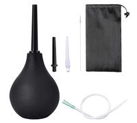 BORISCA 224ML Poire à Lavement, Poire de Lavement Noir Poire Anale + 1 x 37cm Conduit en Silicone + 1 Rinse Hard Plug + 1 Soft Plug + 1 Brosse de Nettoyage avec 1 Sac de Rangement