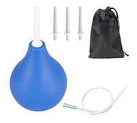 BORISCA 224ml Poire à Lavement, Poire de Lavement, Poire Anale Silicone Kit Lavement avec 1 Sonde en Silicone de 37cm, 3 Bouchons Durs de Rinçage, 1 Sac de Rangement pour Lavement Anal(Bleu)