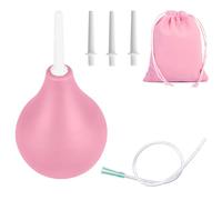 BORISCA 224ml Poire à Lavement, Poire de Lavement Rose Poire Anale Silicone Kit Lavement avec 1 Sonde en Silicone de 37cm, 3 Bouchons Durs de Rinçage, 1 Sac de Rangement pour Lavement Anal