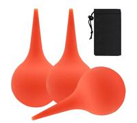 BORISCA 3 PCS Poire Lavement Oreilles, Poire Oreille Bouchon Adulte Enfant avec Sac Tissé Poire Effilée pour Nettoyer les Oreilles Seringue oreille Utiliser pour Nettoyage des Oreilles (Rouge)