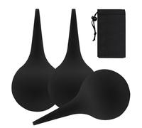 BORISCA 3 PCS Poire Lavement Oreilles, Poire Oreille Bouchon Adulte Enfant avec Sac Tissé Poire Effilée pour Nettoyer les Oreilles Seringue oreille Utiliser pour Nettoyage des Oreilles (Noir)