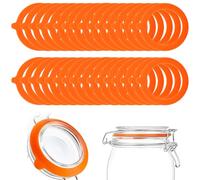 BORISCA 35 PCS Joint Bocaux, 95×70mm Joint de Bocal en Silicone Caoutchouc Bocaux à Bonbons Remplacement pour Couvercle à Pince en Verre (Orange)