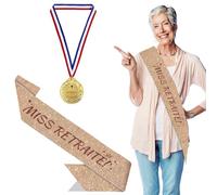 BORISCA Cadeau Retraite Femme, 1 Pcs Echarpe Retraite Femme et 1 Pcs Médaille de la Retraite, Accessoires Départ en Retraite pour Les Femmes Retraitées