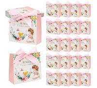 BORISCA Lot de 22 sacs cadeaux de communion pour enfants avec ruban rose de communion qui peut être rempli pour bougies ou biscuits au chocolat