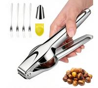 BORISCA Pince a Chataigne, Pince Chataigne INOX Coupe Chataigne Multifonctionnels Ouvre Chataigne Rapide de Casse Chataignes, Éplucheur de Chataigne Portable Châtaigne Clip Pince pour Chataigne