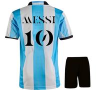 Boriverae LMS10#10 - Ensemble maillot pour enfant - Maillot de supporter Argentine à domicile et à l'extérieur avec short - Maillot de football pour enfants - Nouvelle saison - Tailles adolescentes