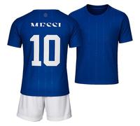 Boriverae LMS10#10 - Ensemble maillot pour enfant - Maillot de supporter Argentine à domicile et à l'extérieur avec short - Maillot de football pour enfants - Nouvelle saison - Tailles adolescentes