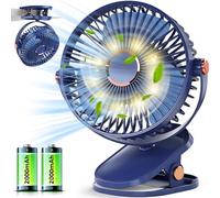 BoriYa Ventilateur Usb - Petit Ventilateur de Table avec LED, 4000mAh Rechargeable Ventilateur Pince, Electrique Ventilateur Bureau Silencieux, 15h+ Batterie Desk Fan, Portable Ventilateur a Pile