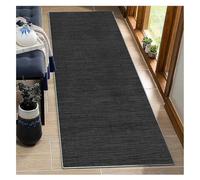 BORKOY Tapis de Couloir Long 40x80cm Noir Uni Antidérapant Lavable - Tapis Passage Durable Microfibre pour Cuisine, Chambre, Entrée - Design Scandinave Moderne avec Bordure Contrastée