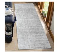 BORKOY Tapis de Couloir Long 50x120cm Gris Clair Uni Antidérapant Lavable - Tapis Passage Durable Microfibre pour Cuisine, Chambre, Entrée - Design Scandinave Moderne avec Bordure Contrastée