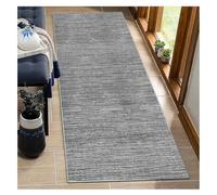 BORKOY Tapis de Couloir Long 50x120cm Gris Uni Antidérapant Lavable - Tapis Passage Durable Microfibre pour Cuisine, Chambre, Entrée - Design Scandinave Moderne avec Bordure Contrastée