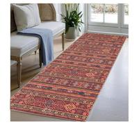 BORKOY Tapis de Couloir Long Rouge 70x120 cm Tapis de Passage Antidérapant Tapis de Cuisine Lavable en Machine Tapis d'Entrée Intérieur Motif Oriental Vintage pour Salle de Bain Bureau Buanderie