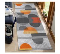 BORKOY Tapis de Passage Long Antidérapant Lavable en Machine Tapis de Couloir Vintage Géométriques 60x100cm, Orange et Gris, Doux Microfibre pour Cuisine, Salon, Chambre, Moderne et Durable